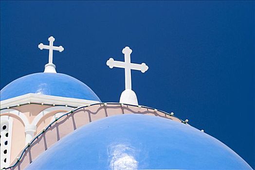蓝色,圆顶,小教堂,米克诺斯岛,城市,基克拉迪群岛,希腊,欧洲
