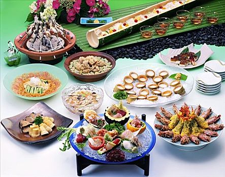 种类,海鲜,蔬菜,米饭,日本