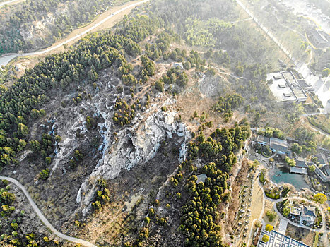 航拍江苏徐州龟山景区龟山汉墓