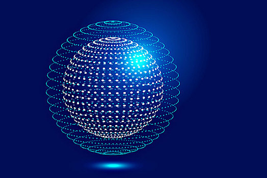 由点,粒子组成的三维球体,网络科技,技术概念抽象图形