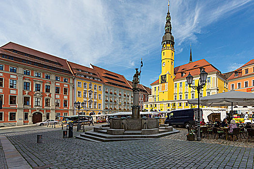 市政厅,喷泉,广场,萨克森,德国,欧洲