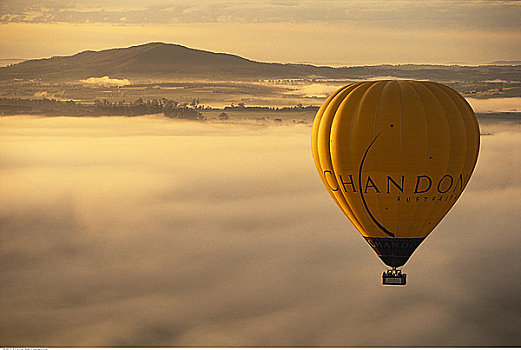 热气球,俯视,亚拉谷,维多利亚,澳大利亚