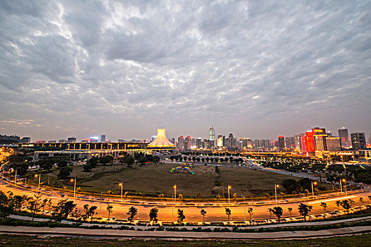 傍晚晚霞夜景