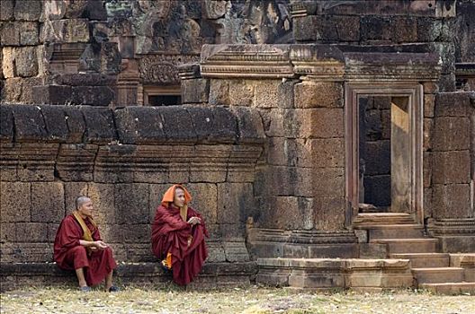 僧侣,正面,庙宇,吴哥,世界遗产,收获,柬埔寨