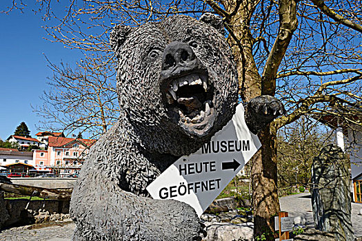 熊,雕塑,正面,猛犸,博物馆,区域,上巴伐利亚,巴伐利亚,德国,欧洲