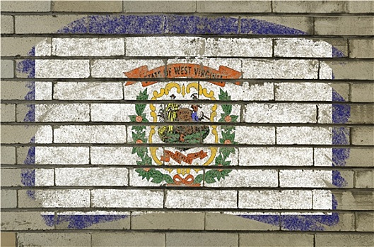 旗帜,美国,西维吉尼亚,砖墙,涂绘