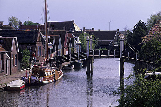 荷兰,弗里斯兰省,船,桥