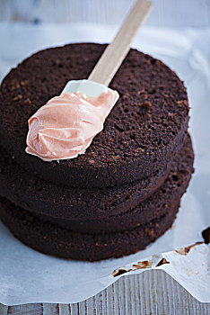 制作,巧克力蛋糕,蛋糕,草莓奶油