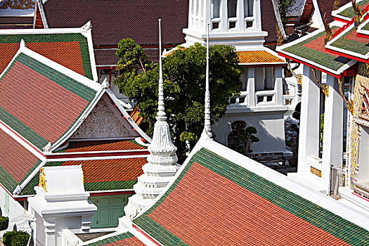 瓷砖,屋顶,郑王庙,黎明,曼谷,泰国