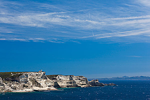 法国,科西嘉岛,博尼法乔,俯视图,悬崖,岬角