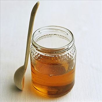罐,蜂蜜,蜜匙