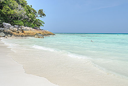 白沙滩,热带,晶莹,清水,岛屿,泰国