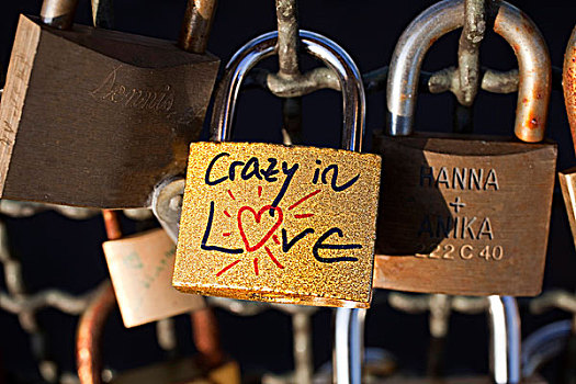 疯狂,喜爱,挂锁,桥,北莱茵威斯特伐利亚,德国,欧洲