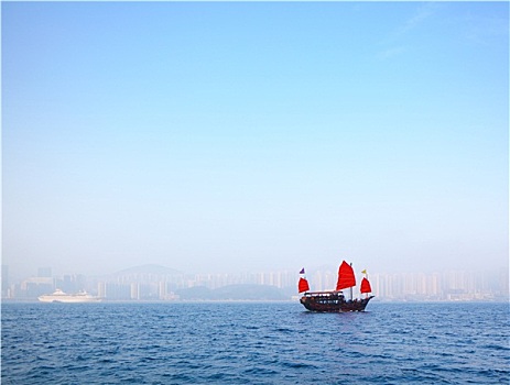 帆船,航行,维多利亚港,香港
