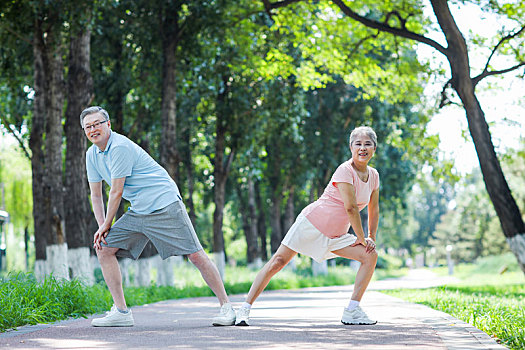 老年夫妇在公园运动