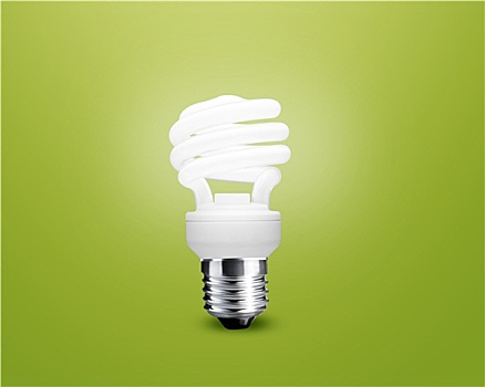 发光,电灯泡,概念,绿色背景