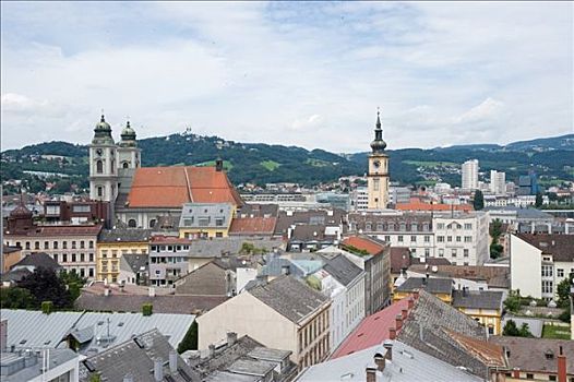 老城区,林茨,奥地利,俯视图