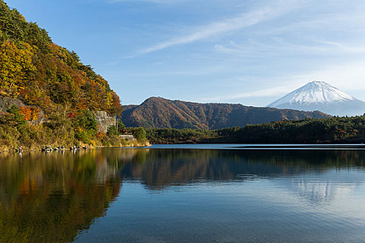富士山,山,湖