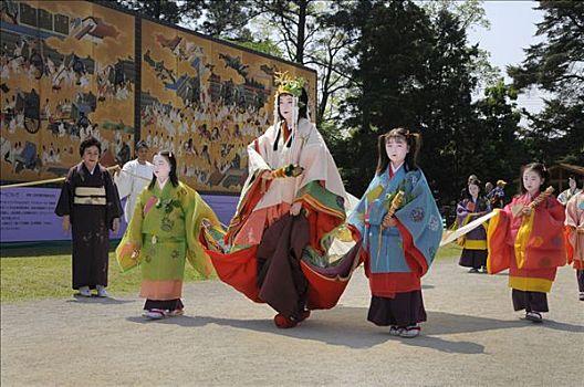 节日,皇家,家庭,穿,传统服装,时期,神祠,京都,日本,亚洲