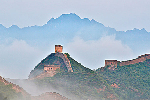 長城,霧狀,早晨,金山嶺