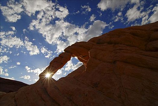 阳光,拱形,砂岩,风景,火焰谷州立公园,内华达,美国