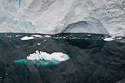 冰河,反射,水,海岸线,南极