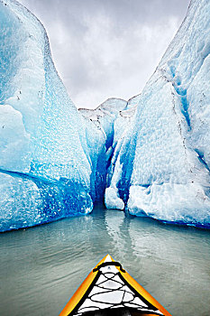 皮筏艇,正面,棉田豪冰河,朱诺,阿拉斯加,美国