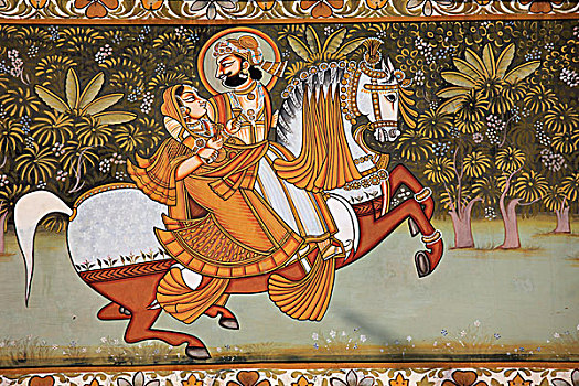 印度,拉贾斯坦邦,梅兰加尔堡,壁画