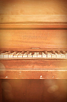 特写,老式,钢琴