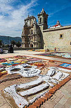 沙子,绘画,亡灵节,节日,大教堂,圣母,孤单,瓦哈卡,墨西哥