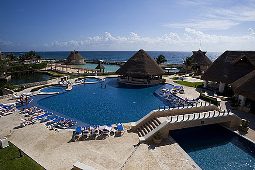 墨西哥,靠近,坎昆,水疗,宫殿,胜地,游泳池