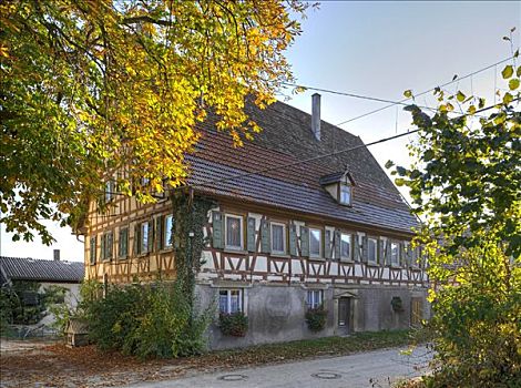 半木结构房屋,地区,靠近,内卡河,巴登符腾堡,德国,欧洲