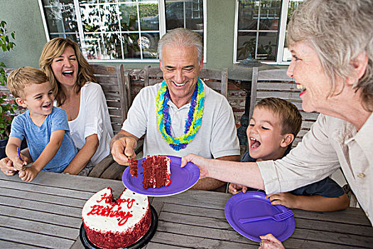 老年,女人,生日蛋糕,聚会,家庭