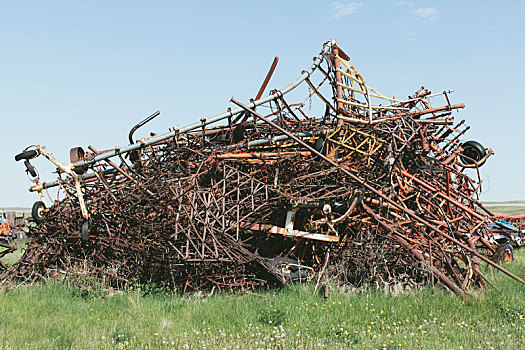 堆,丢弃,农具,乡村,垃圾掩埋场,靠近,萨斯喀彻温,加拿大