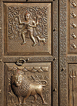 印度,拉贾斯坦邦,庙宇,银,门