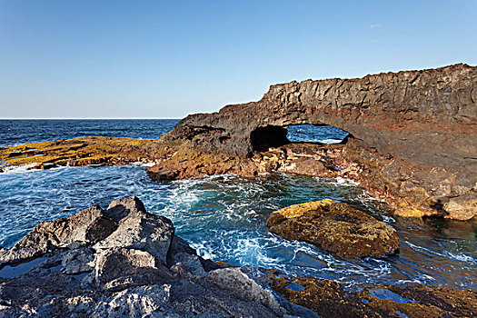 石头,拱形,湾,靠近,加纳利群岛,西班牙,欧洲