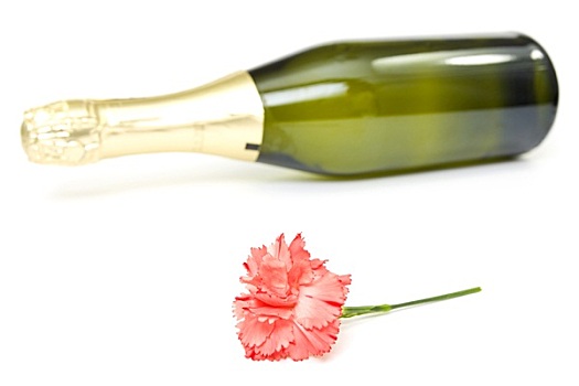 康乃馨,花,瓶子,香槟