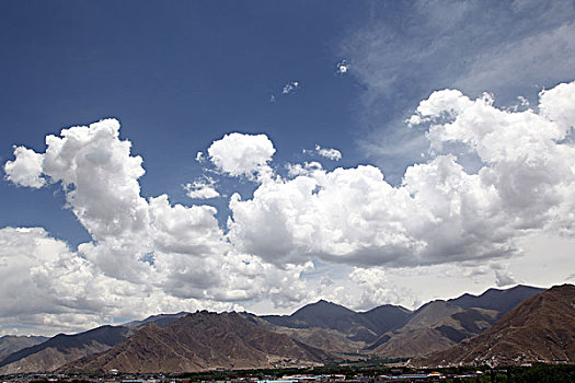 西藏,高原,蓝天,白云,湖水,0091