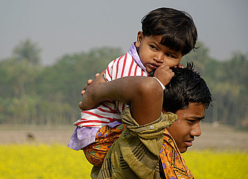 孩子,芥末,地点,孟加拉,一月,2008年