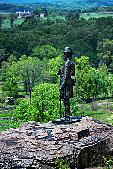 雕塑,将军,小,圆,上面,盖茨堡国家军事公园