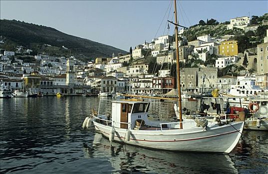 渔船,港口,伊德拉岛,岛屿,希腊