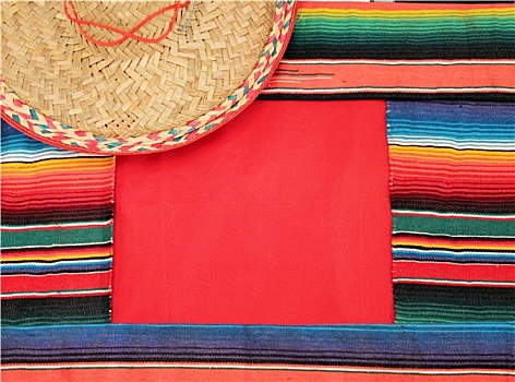 墨西哥,节日,雨披,地毯,鲜明,条纹,阔边帽,背景,留白