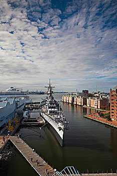 美国,弗吉尼亚,诺福克,战舰,美国军舰,威斯康辛,俯视图