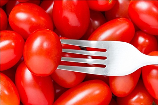 叉子,小,西红柿