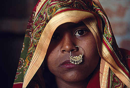 婚姻,女人,纱丽,服饰,印第安女人,乡村,靠近,城市,印度
