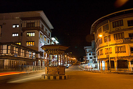 廷布,市区,夜晚,不丹,十一月,2007年