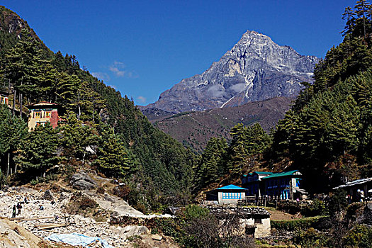 神圣,山,昆布,山谷,萨加玛塔国家公园,尼泊尔,亚洲