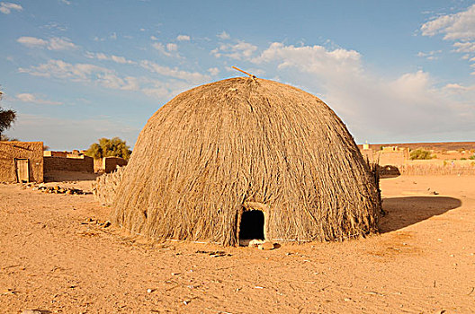 毛里塔尼亚,传统,房子,稻草,乡村,撒哈拉沙漠