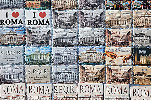 意大利,罗马,纪念品,展示,电冰箱,磁铁