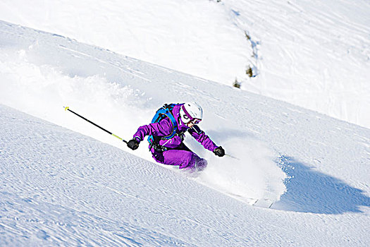 女性,滑雪,下坡,速度